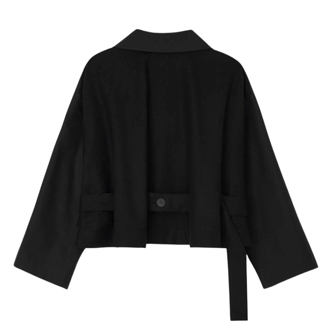 Back Flare Short Coat in Black