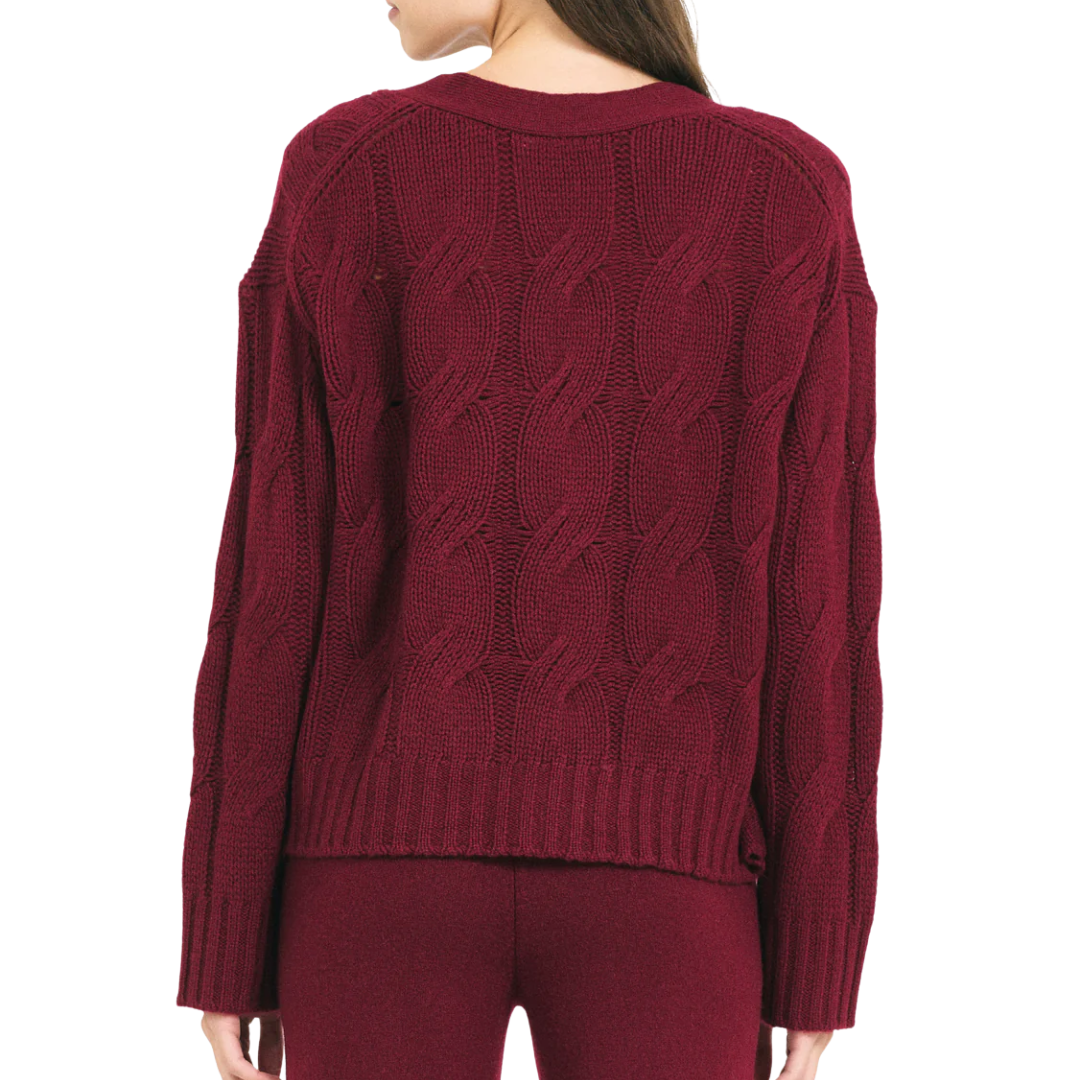 Aster Cashmere Cardigan in Currant