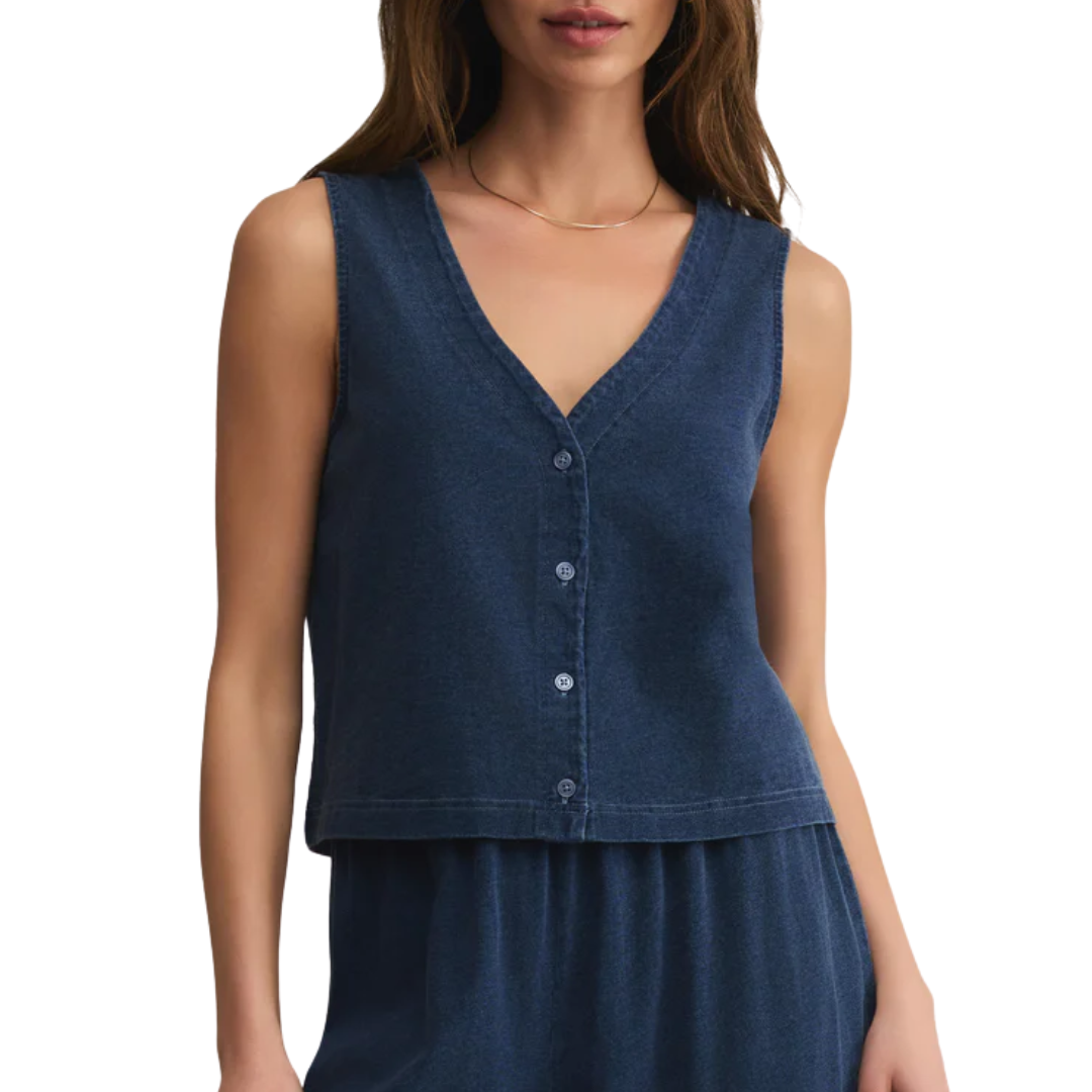 Solace Jersey Denim Top in Indigo