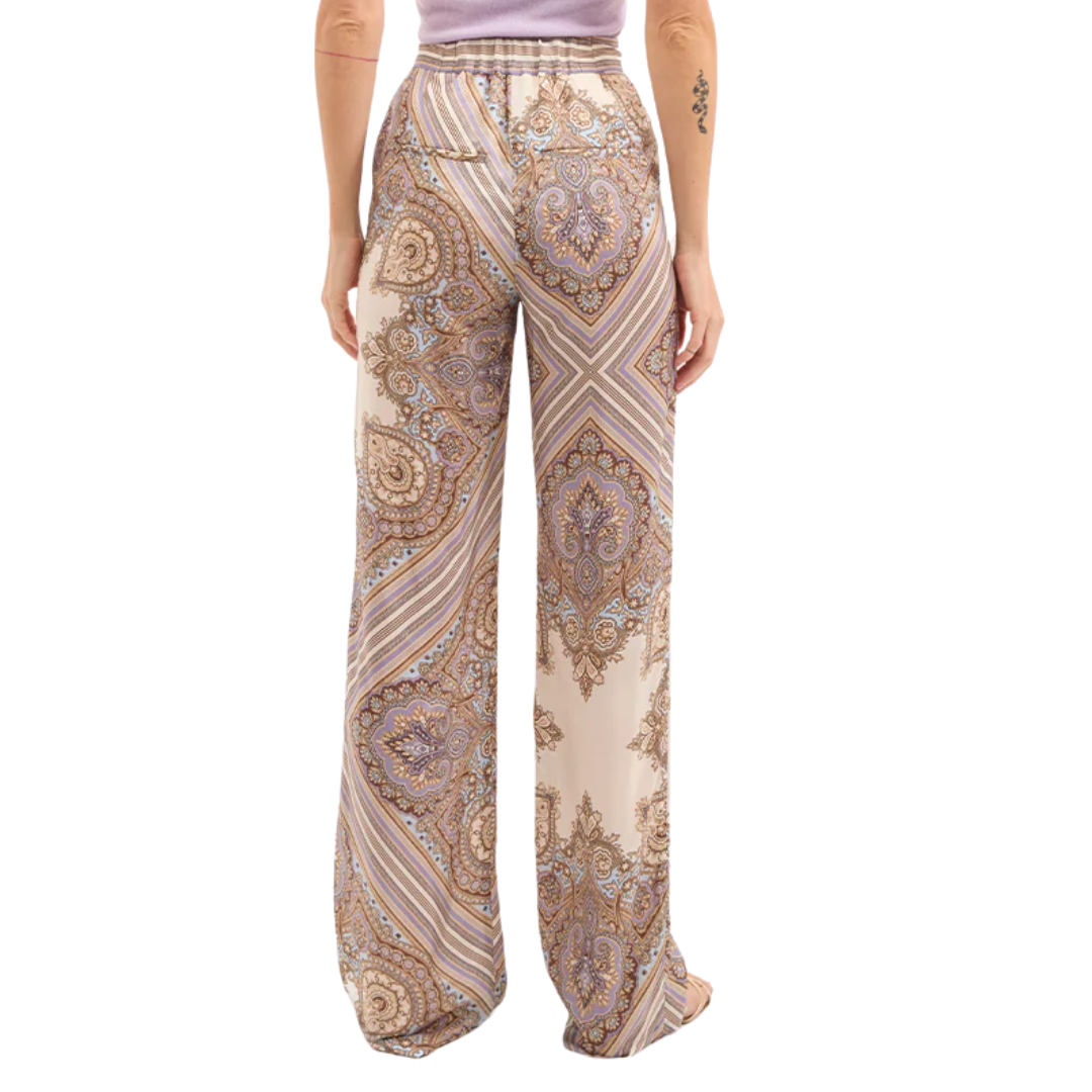 Grigore Silk Pant in Stone Khaki Multi
