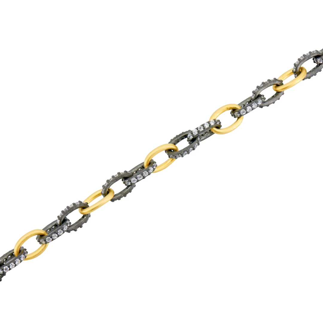 Alternating Chain Link Bracelet in Gold & Black
