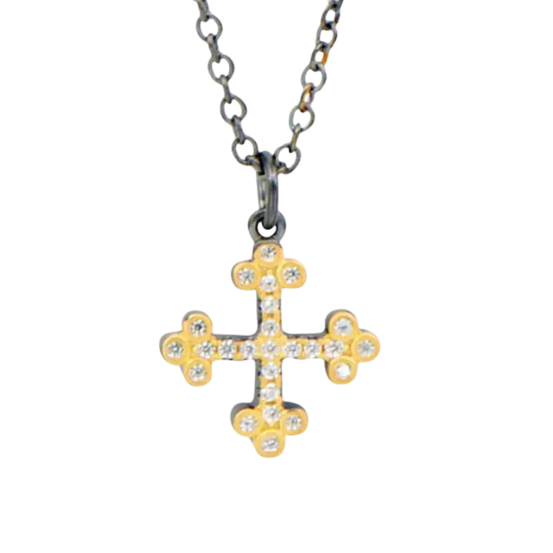 Cross Necklace in Gold & Black
