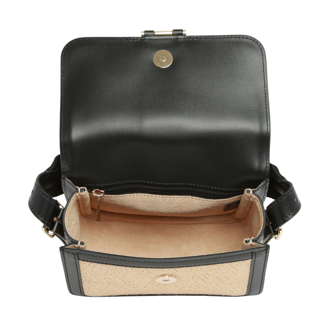 Box-Trot Crossbody Bag S in Straw/Black