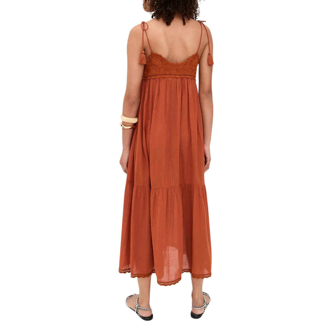 Linnea Coverup Dress with Crochet Detail in Sienna