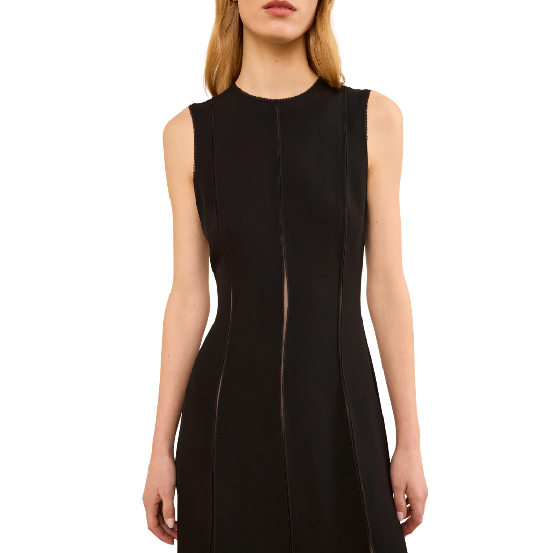Laure Sleeveless Midi Dress in Noir