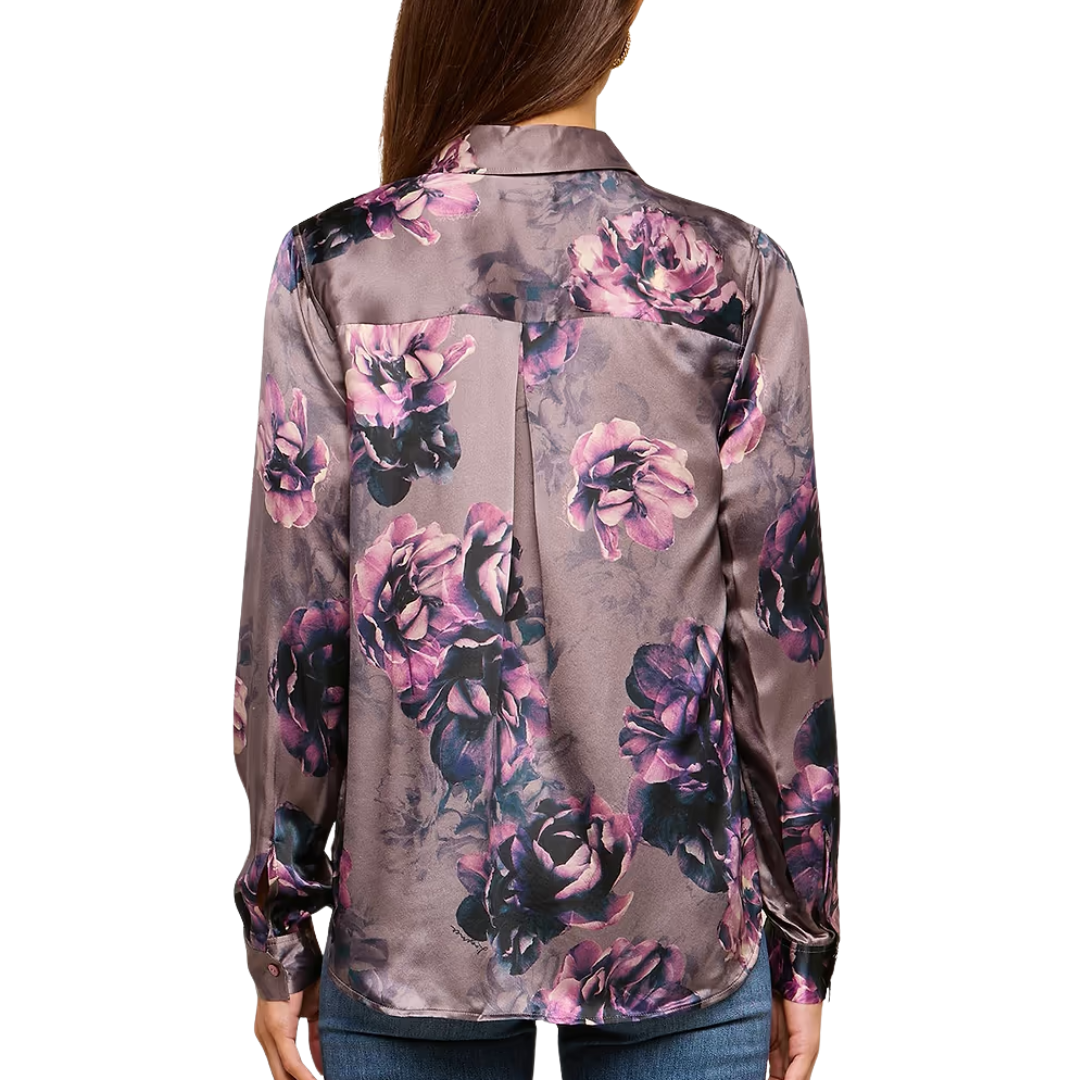 Tyler Silk Blouse in Concord Grape Small Multi Photo Floral