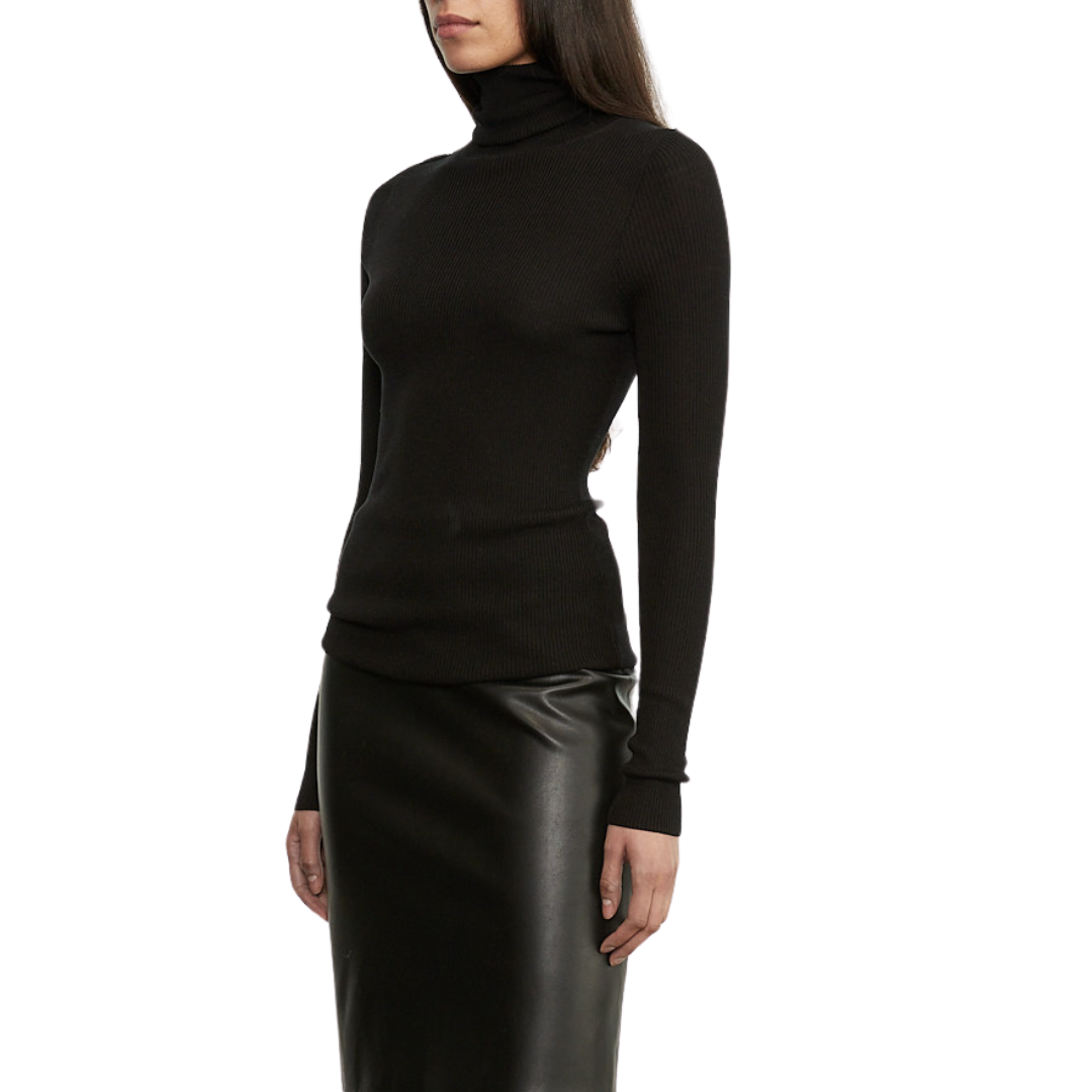 Silk Sweater Turtleneck in Black