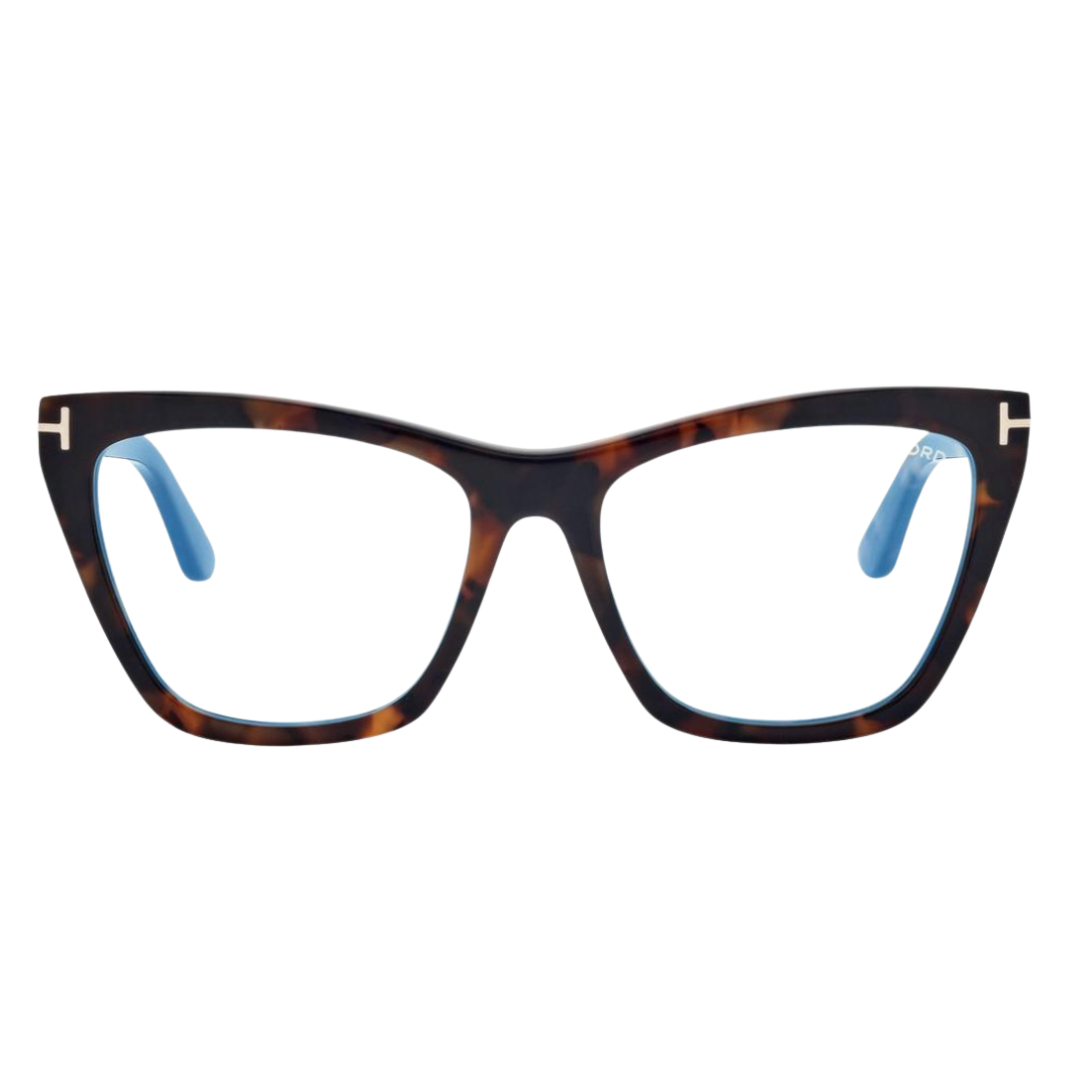 Blue Block Cat Eye Opticals With Clip On Sunglasses in Dark Havana
