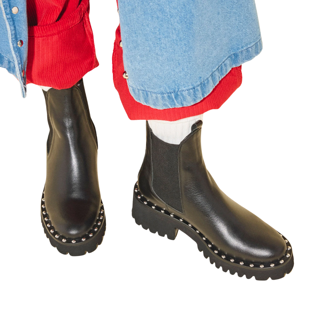 Bailey Studded Rain Resistant Boot in Black