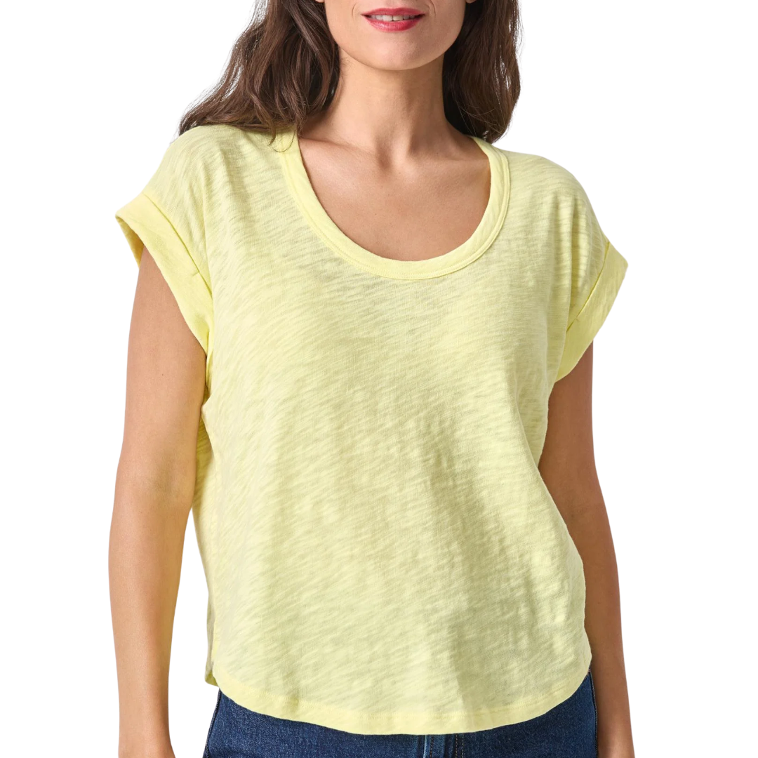 Cuff Sleeve Boxy Top in Buttercup
