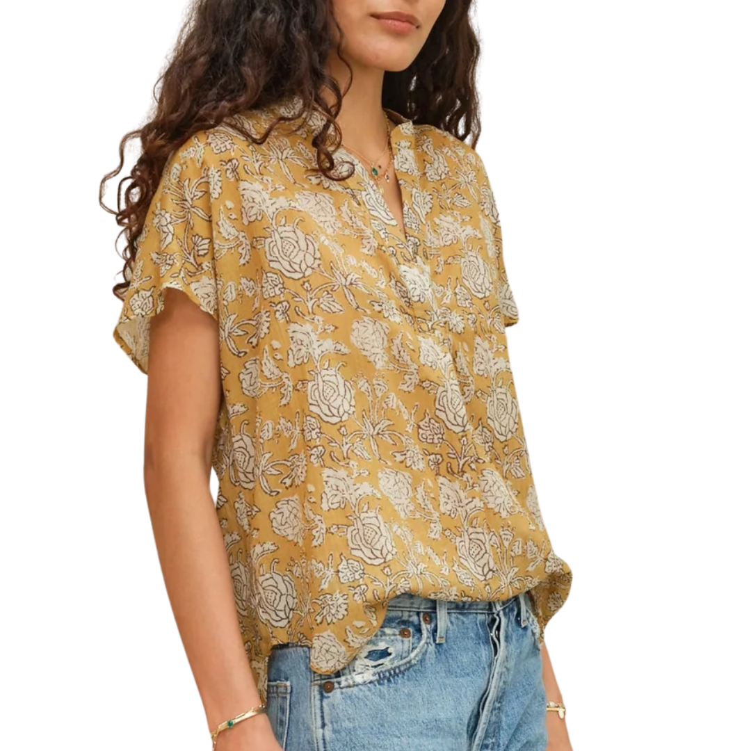 Tulsi Short Sleeve Top in Mustard