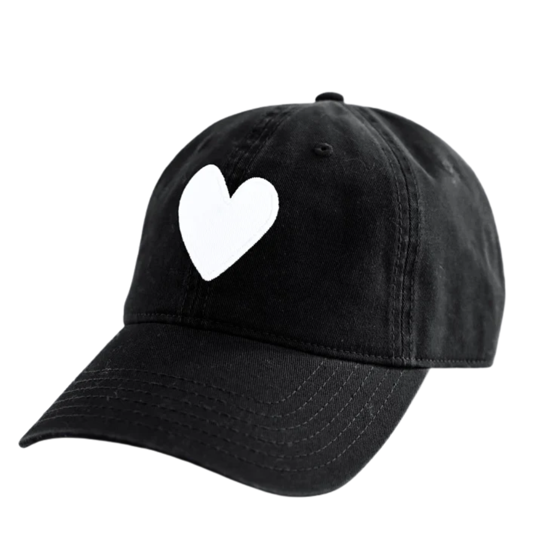 Baseball Hat Heart Patch in Black