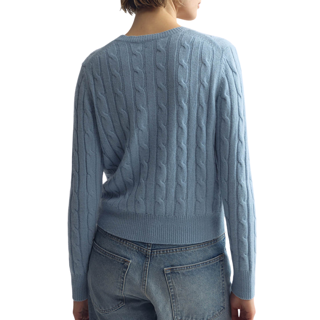 Camelia Cable Sweater in Cambridge Blue