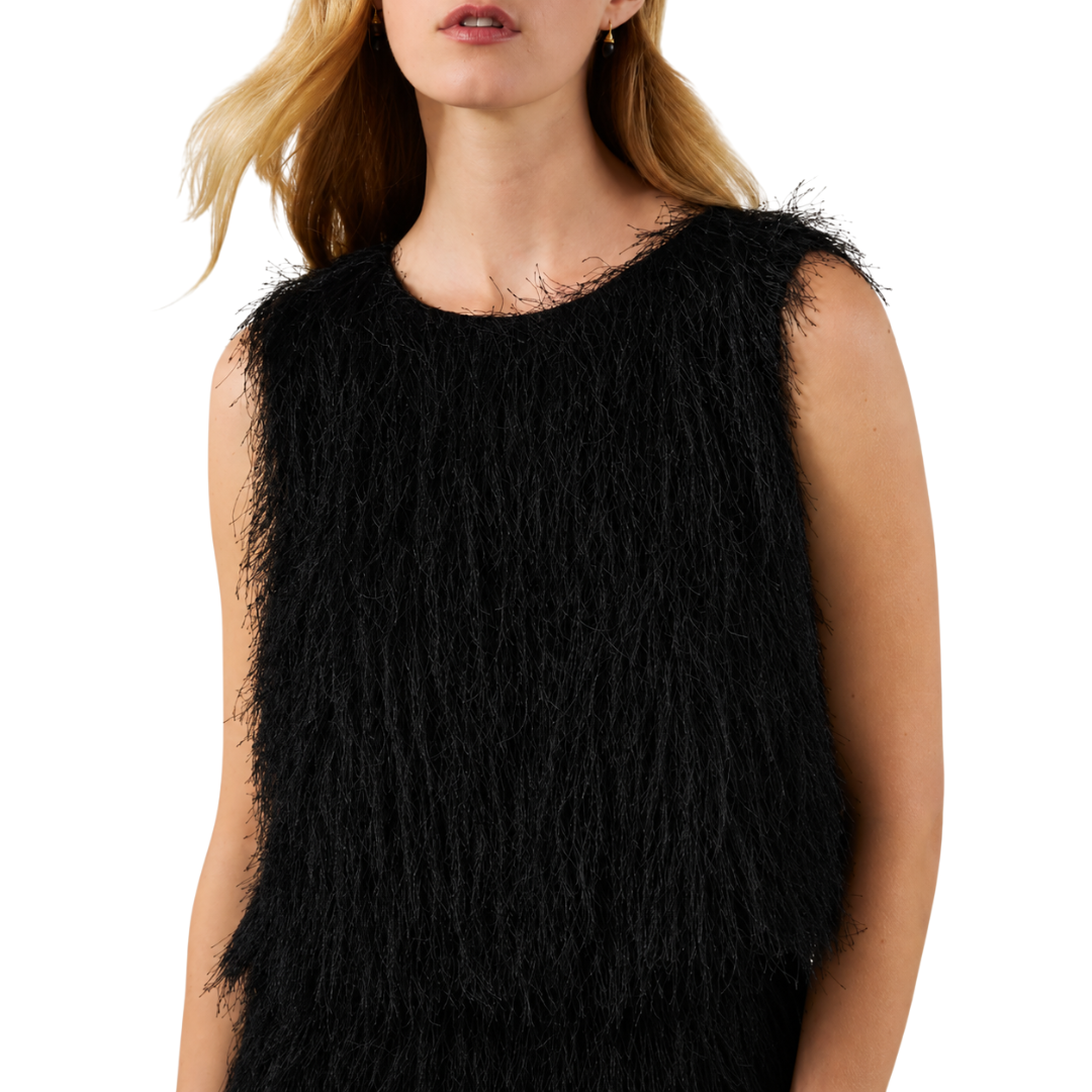 Melanie Tassel Sleeveless Top in Black