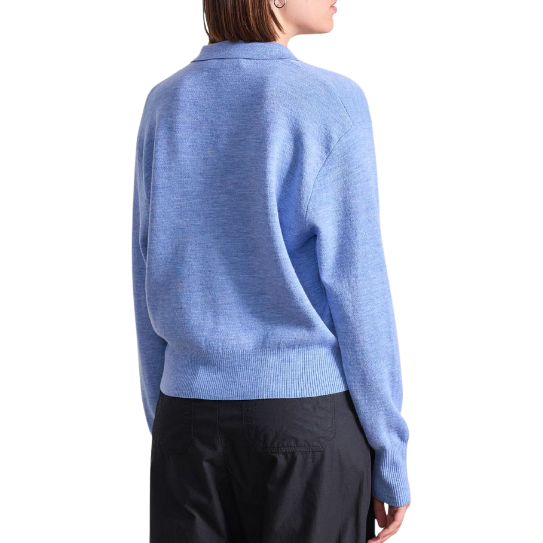 Kari Polo Knit in Heathered Sky