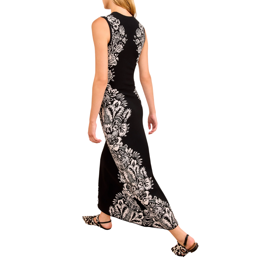 Liana Jacquard Midi Dress in Noir