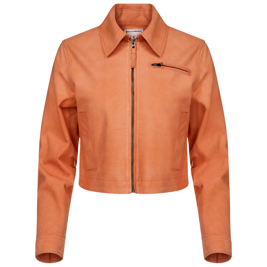 Moira Buckskin Leather Jacket in Apricot