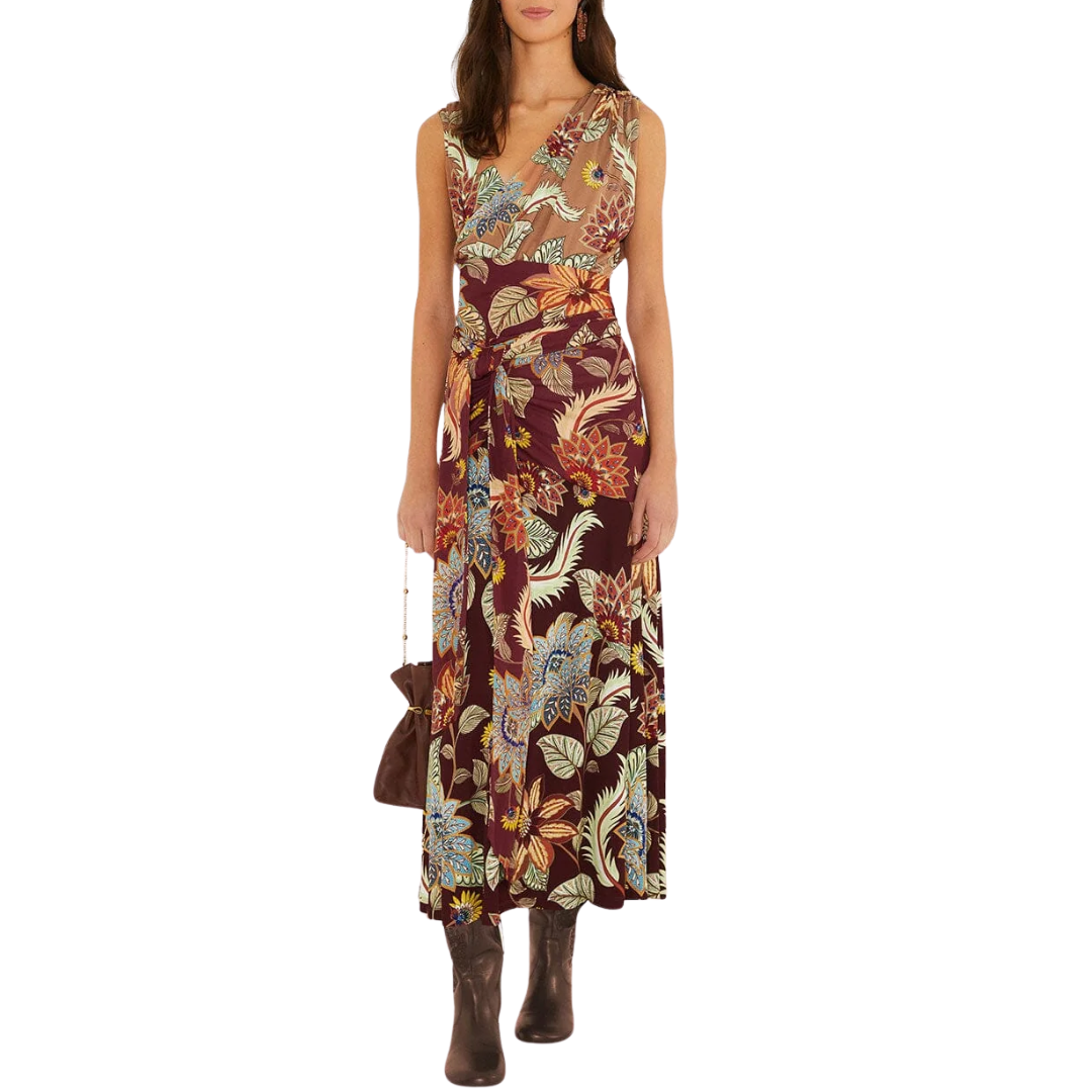 Sleeveless Midi Dress in Mixed Delhi Floral