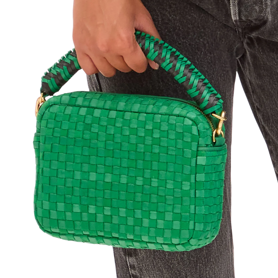 Braided Top Handle in Green Apple/Black