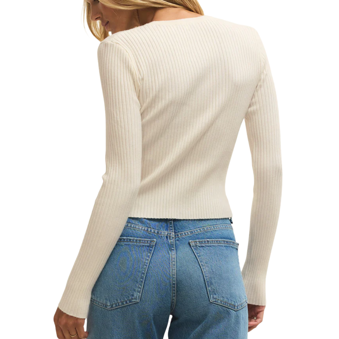 Patrice Rib Cardigan in Cloud