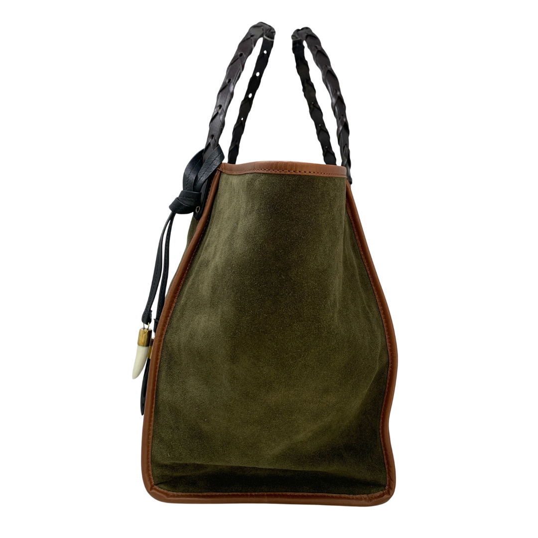 Taunton Tote in Olive Suede