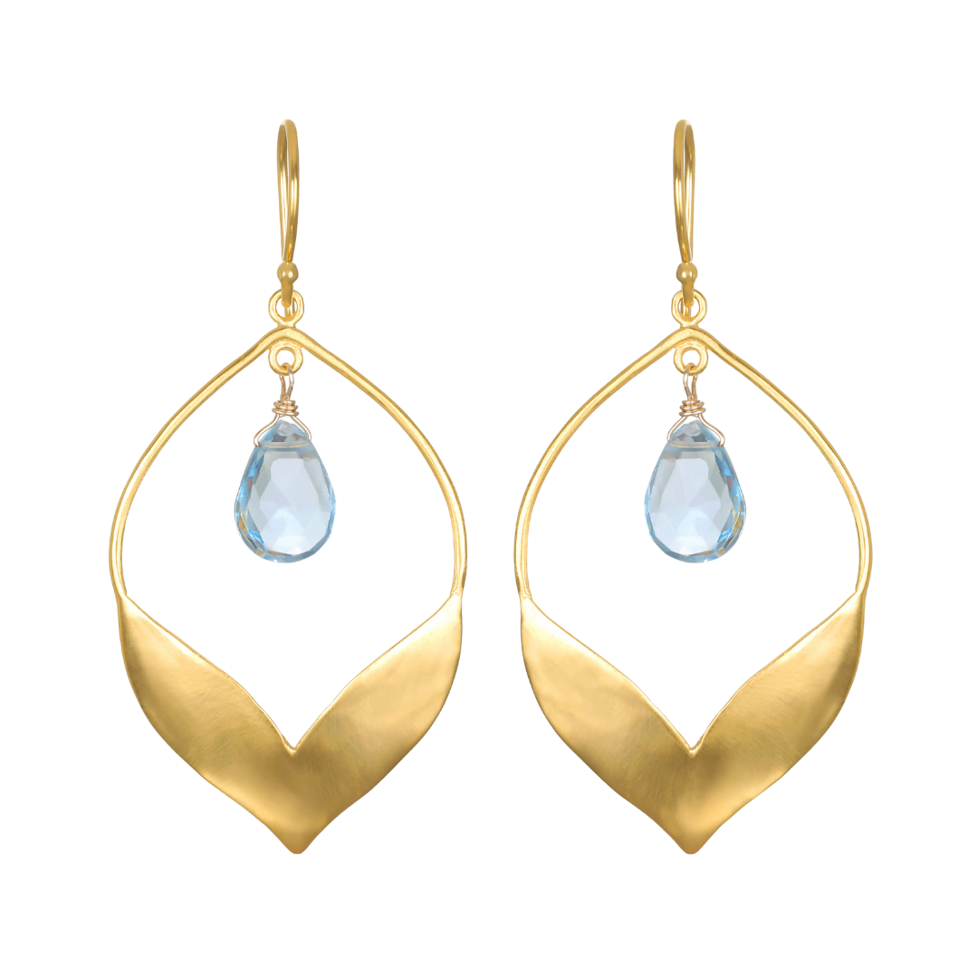 Transformed by Compassion Lotus Blue Topaz Earrings