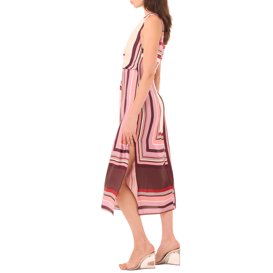 Kina Dress in Chocolate Geo Stripe