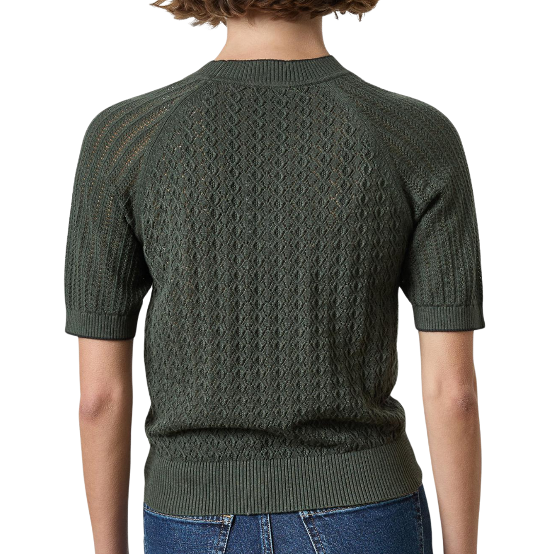 Mixed Stitch Crewneck Sweater in Balsam