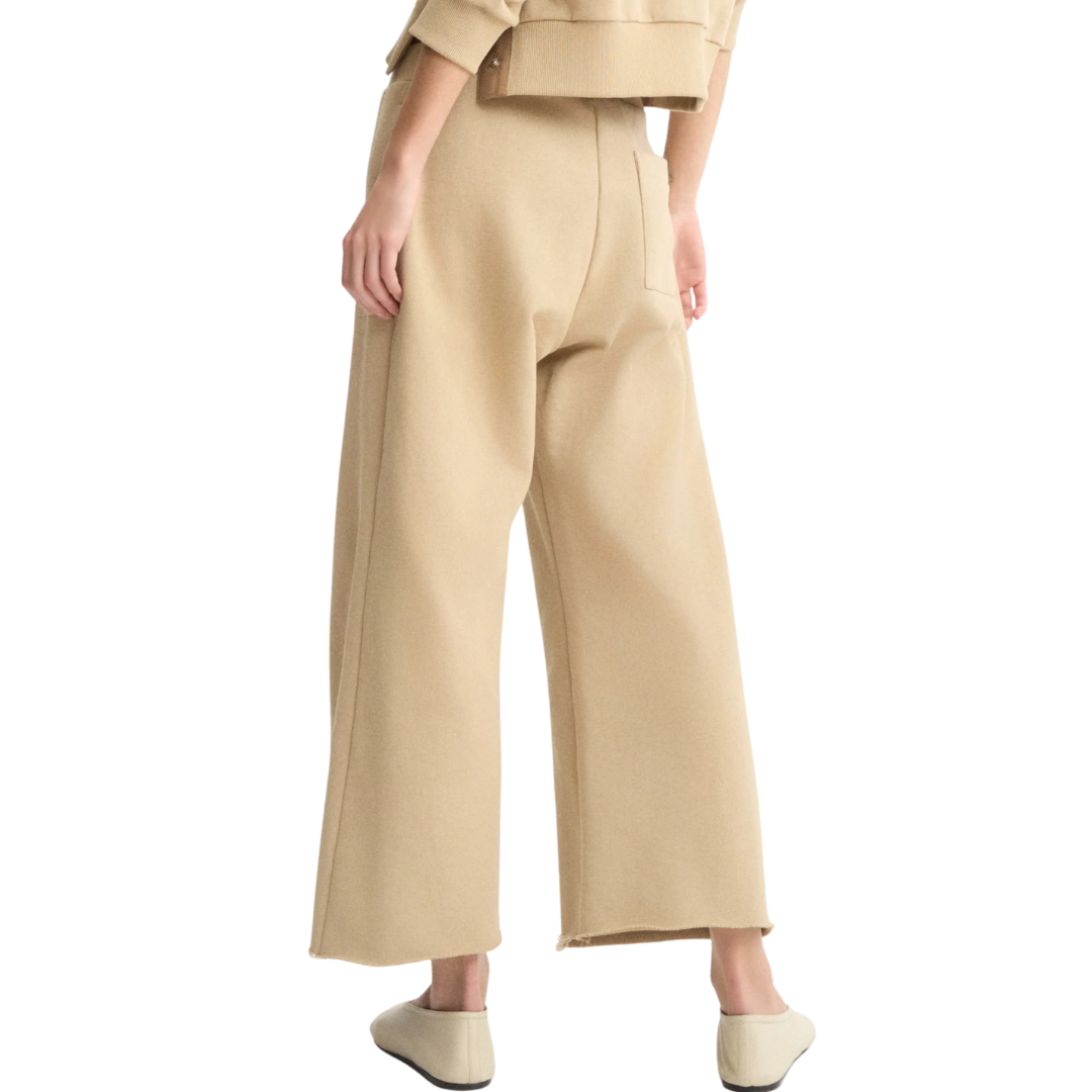 Kane Cropped Wide Sweatpants in Khaki