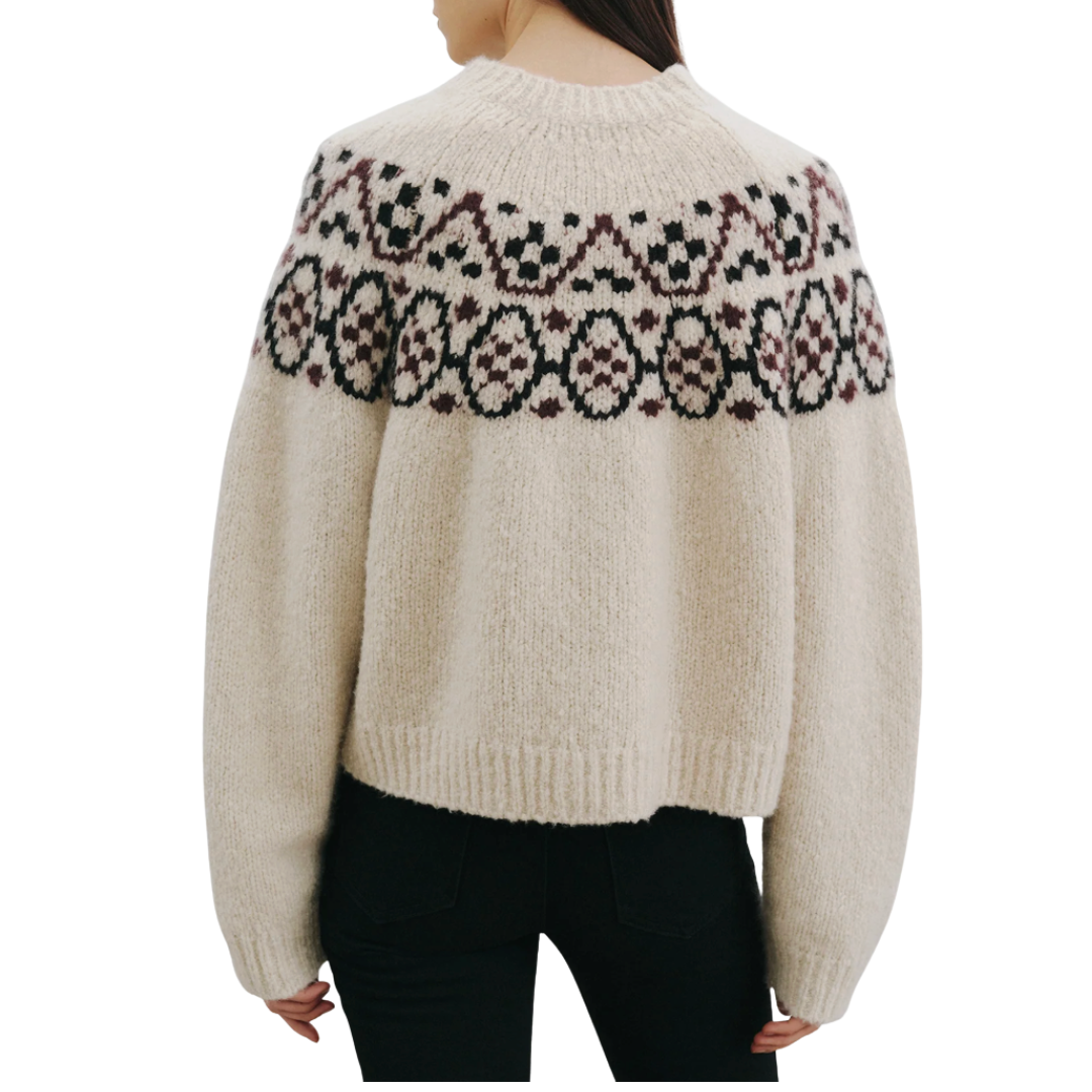 Chrissy Cashmere Sweater in Beige Melange Fairisle