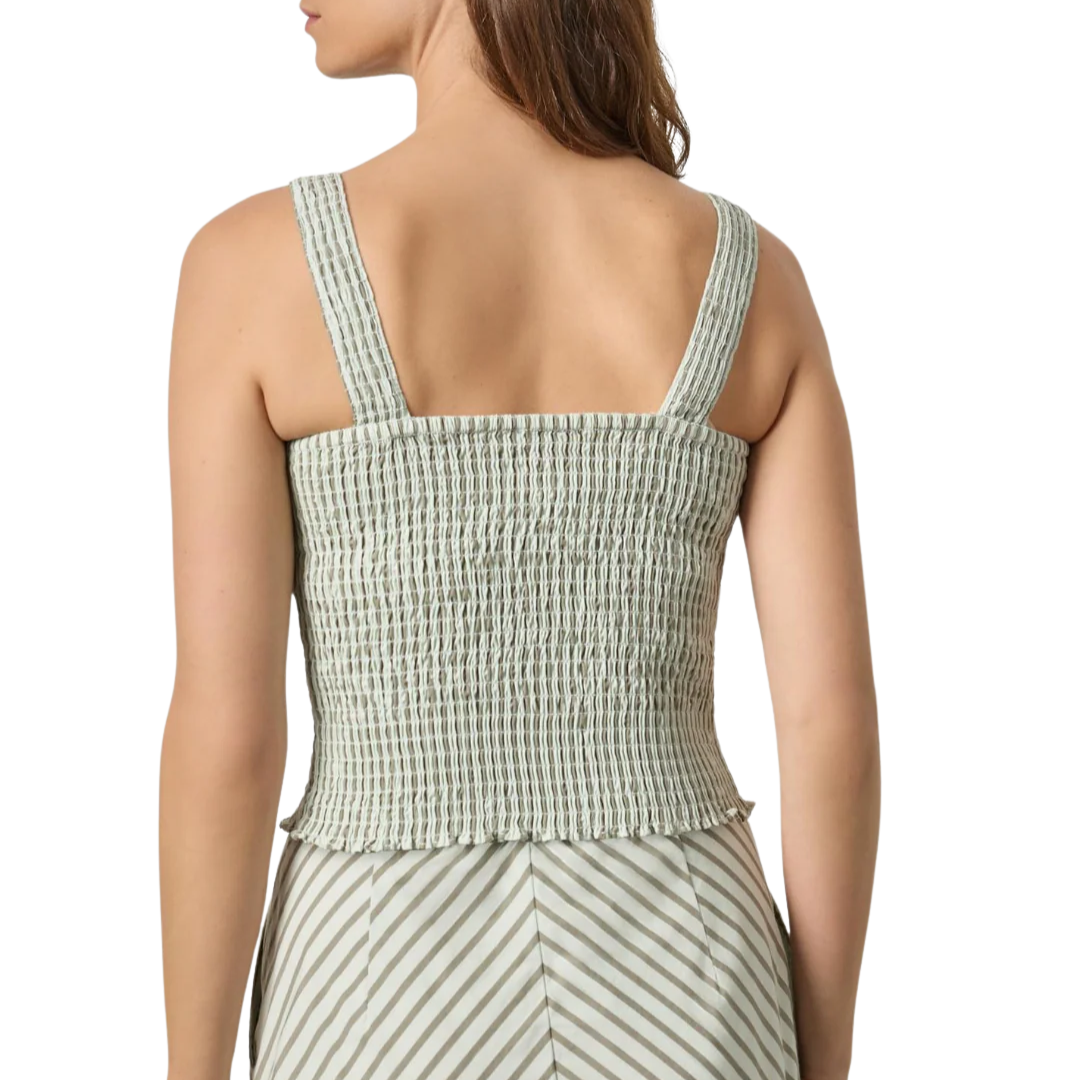 Striped Smocked Tank in Pool Stripe