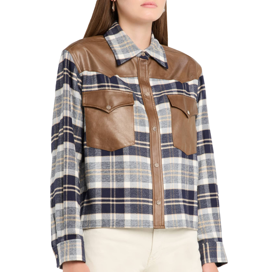 Waylon Shirt Jacket in Midnight/Bone/Tobacco