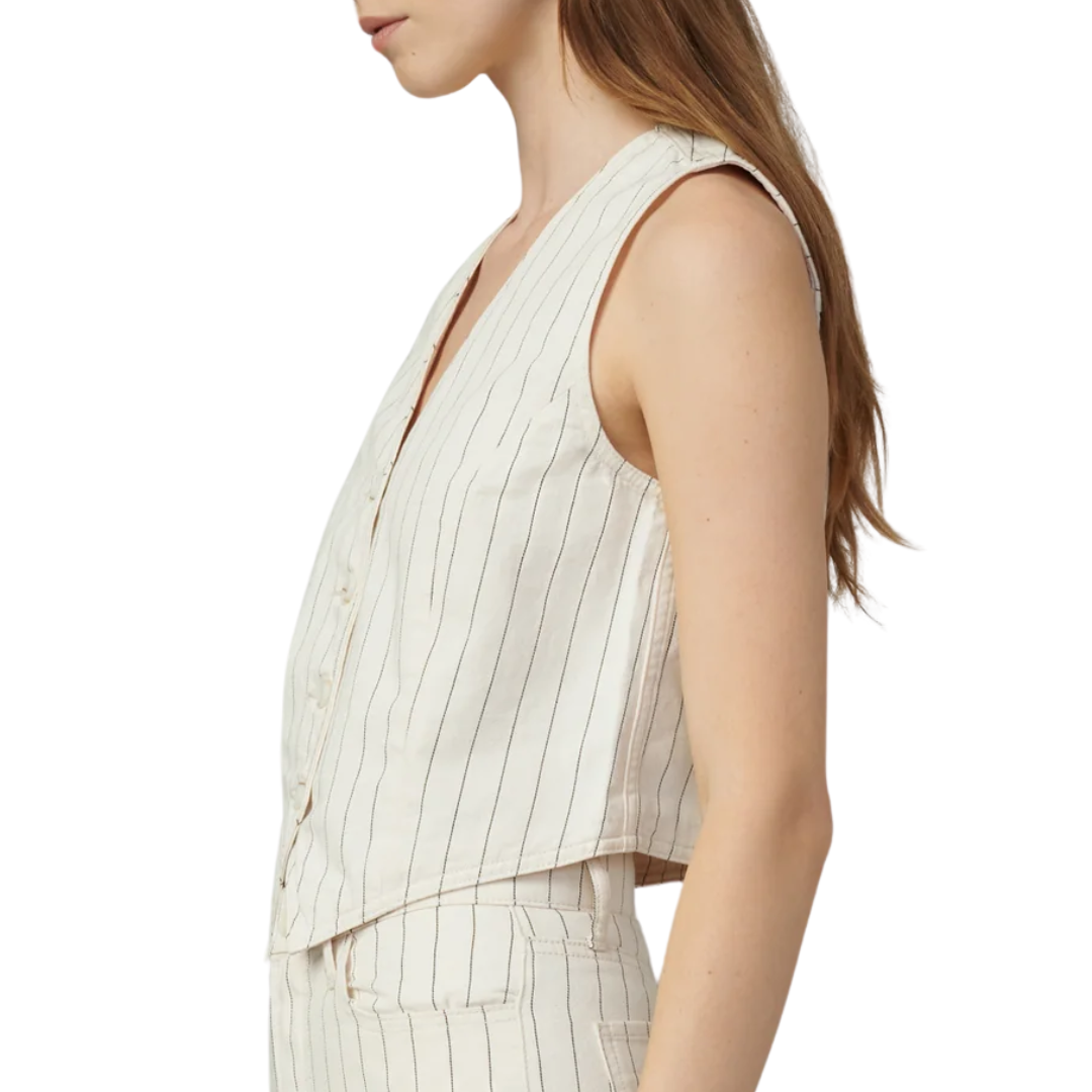 Relaxed Tailored Waistcoat in Natural Stripe