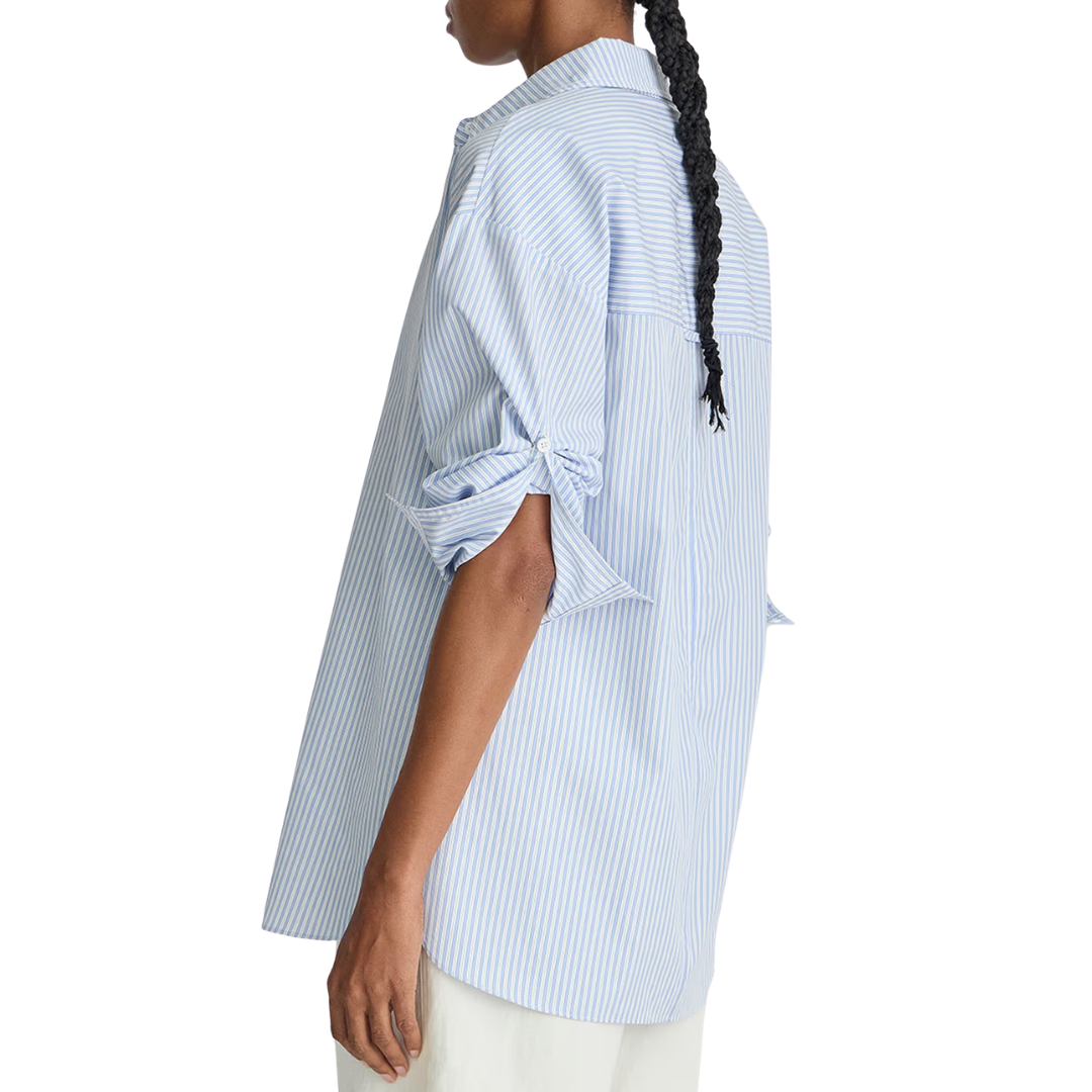 Isolde Button Down in Blue and White Stripes