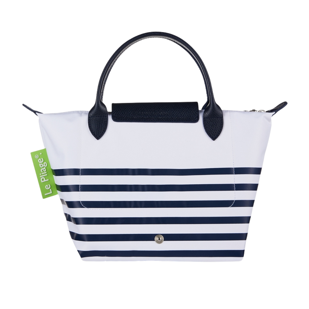 Small Le Pliage Striped Tote Bag in Navy/White