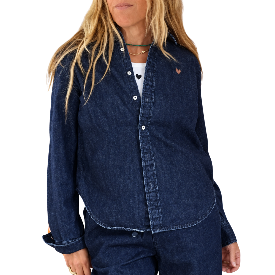Keaton Denim Shirt in Dark Rinse