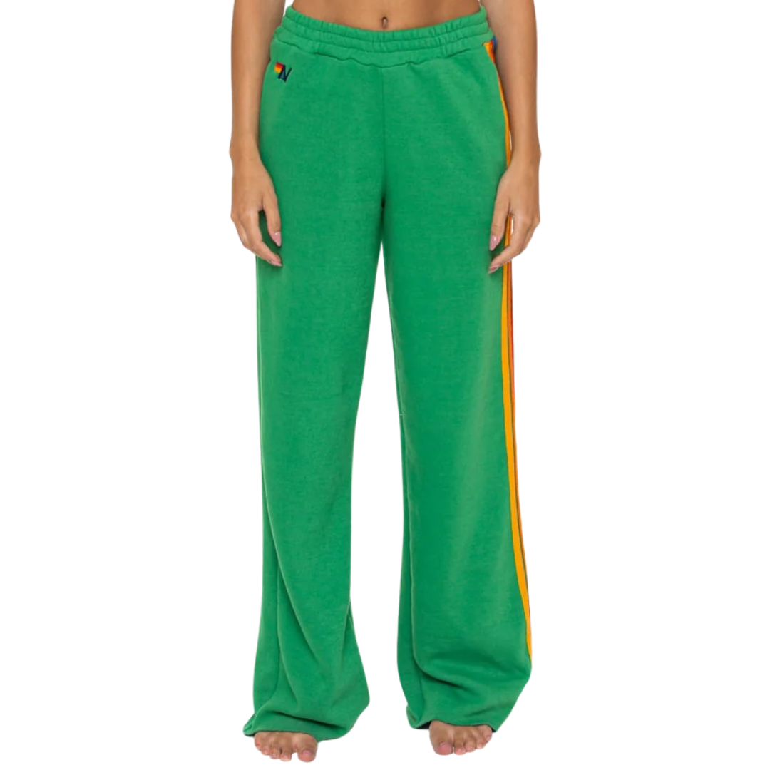 5 Stripe Wide Leg Sweatpants in Kelly Green
