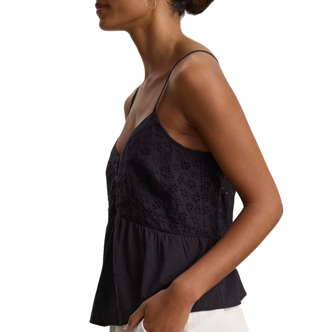Aliah Eyelet Tank Top in Black