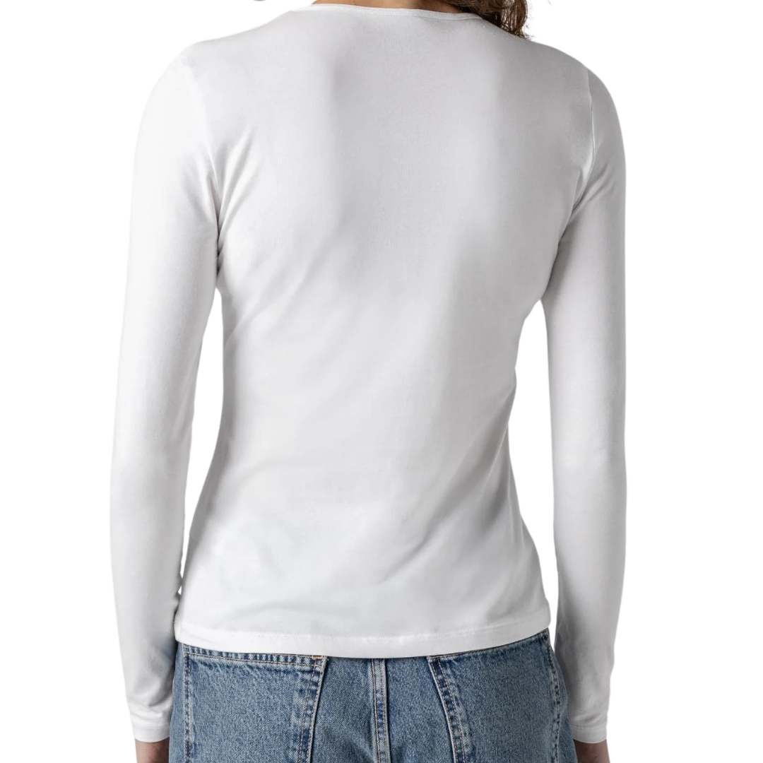 Long Sleeve Crew Tee in White
