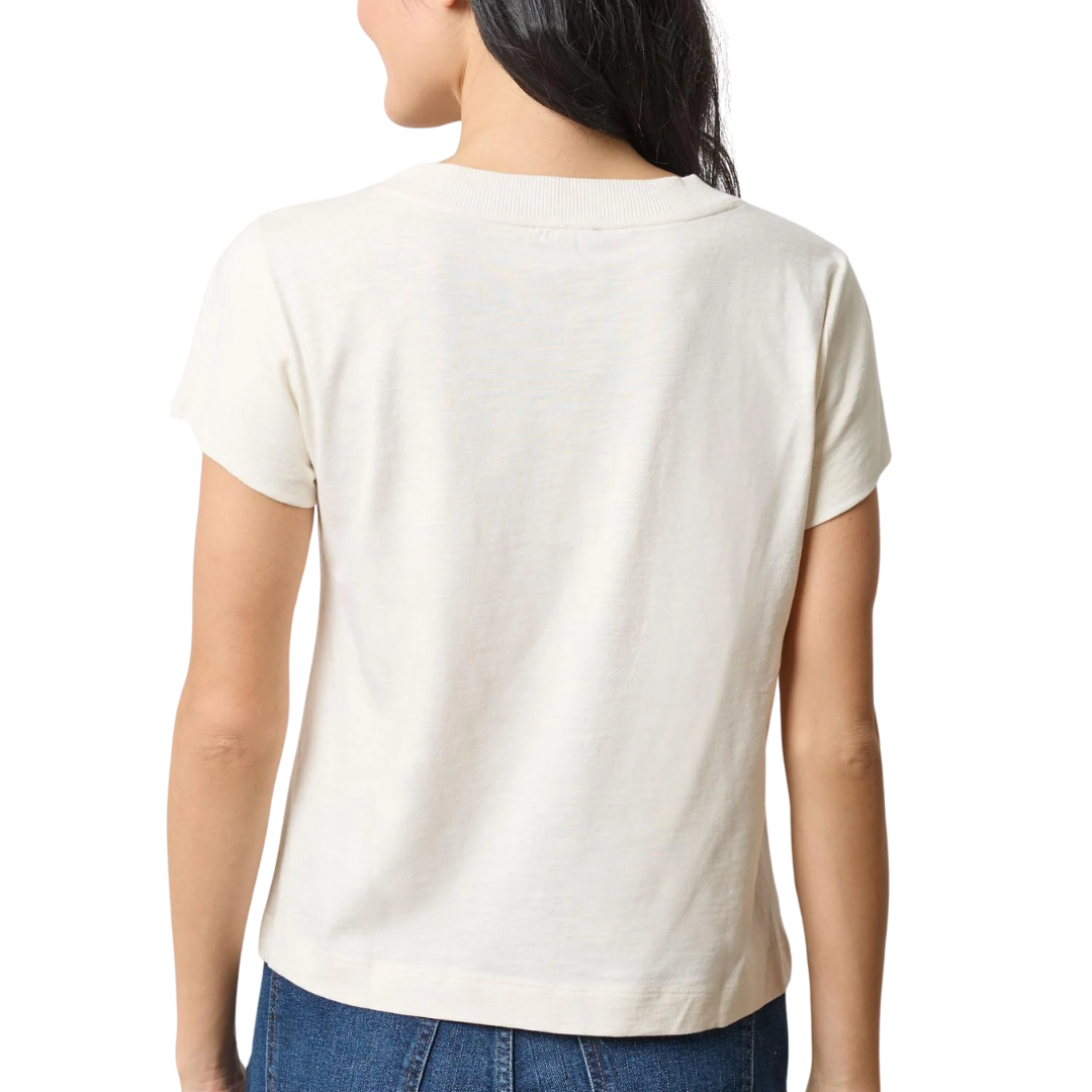 Relaxed Short Sleeve V-Neck in Talc