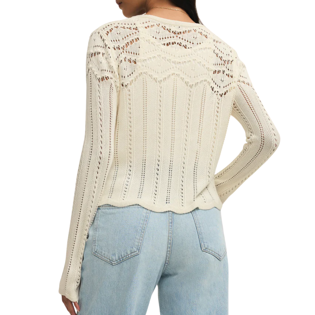 Alycia Crochet Sweater in Cloud