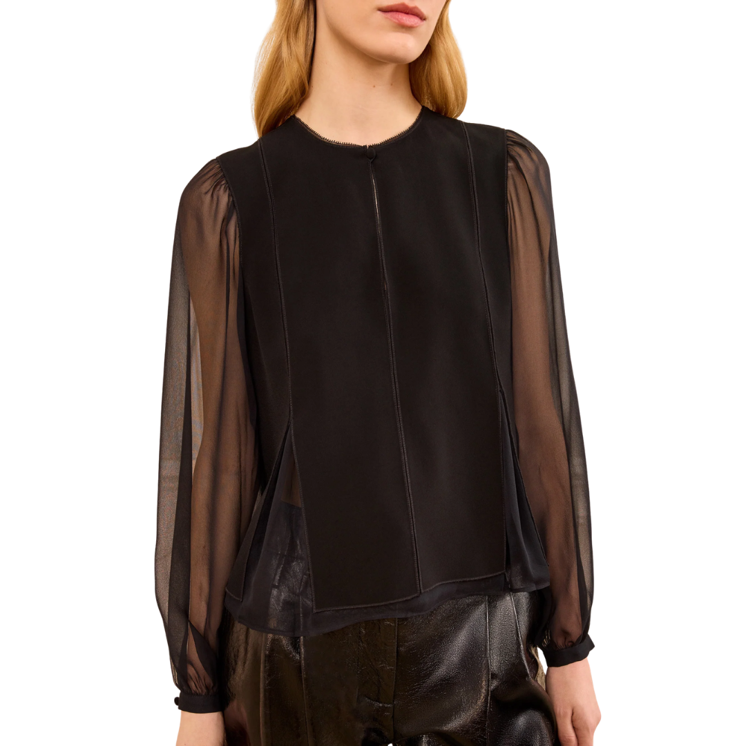 Lucette Long Sleeve Blouse in Noir