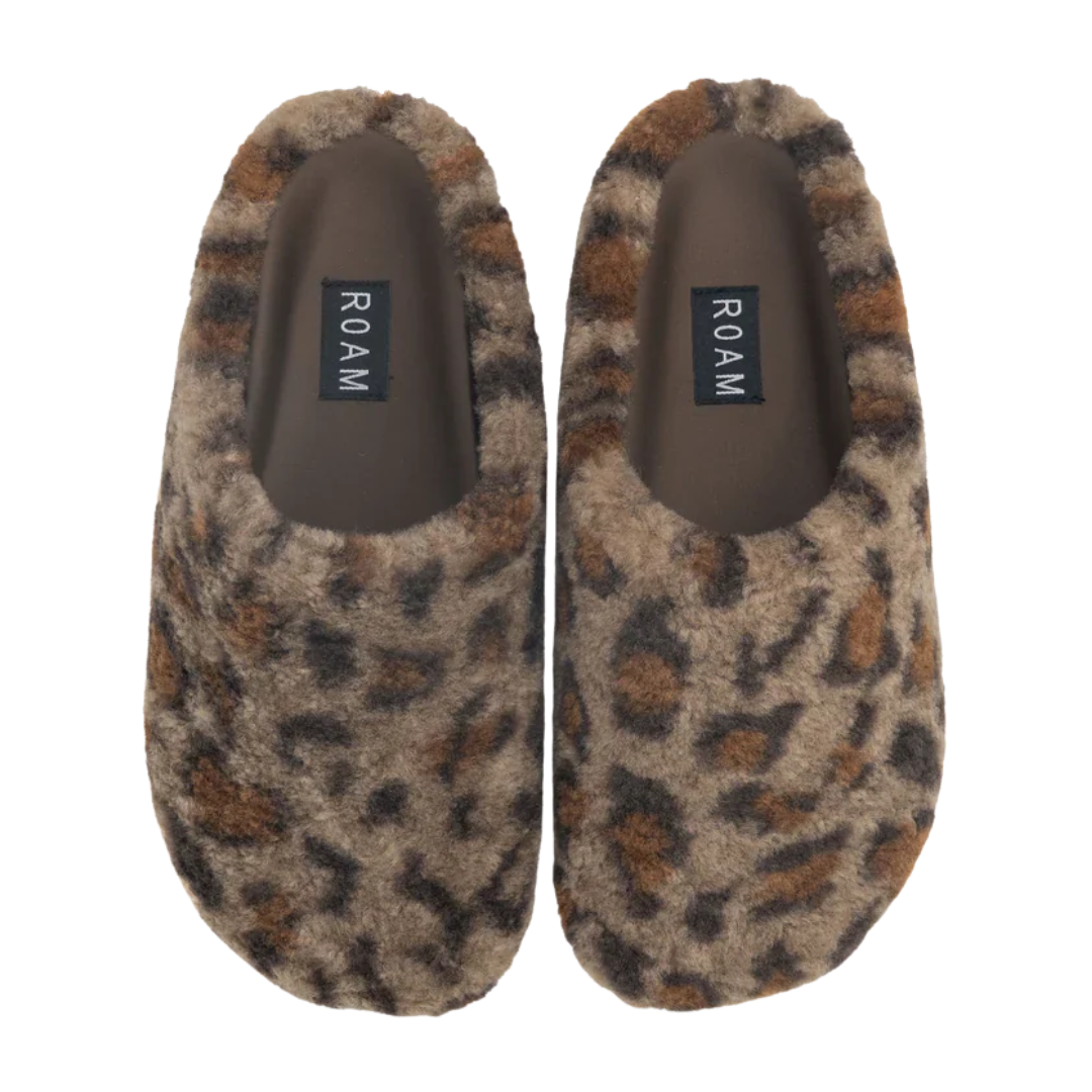 Fuzzy Clog in Taupe Leopard