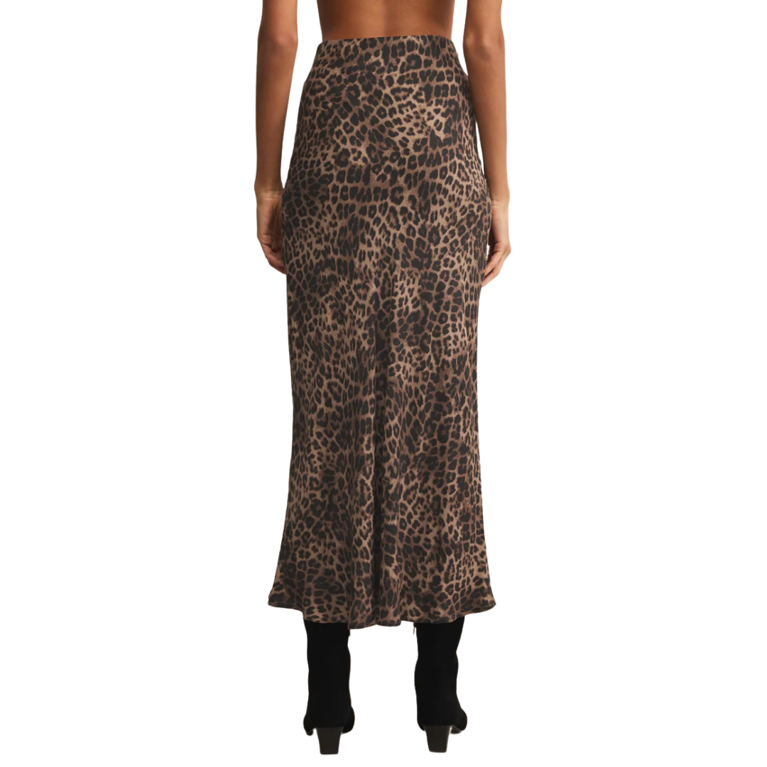 Izabel Leopard Skirt in Desert Tan
