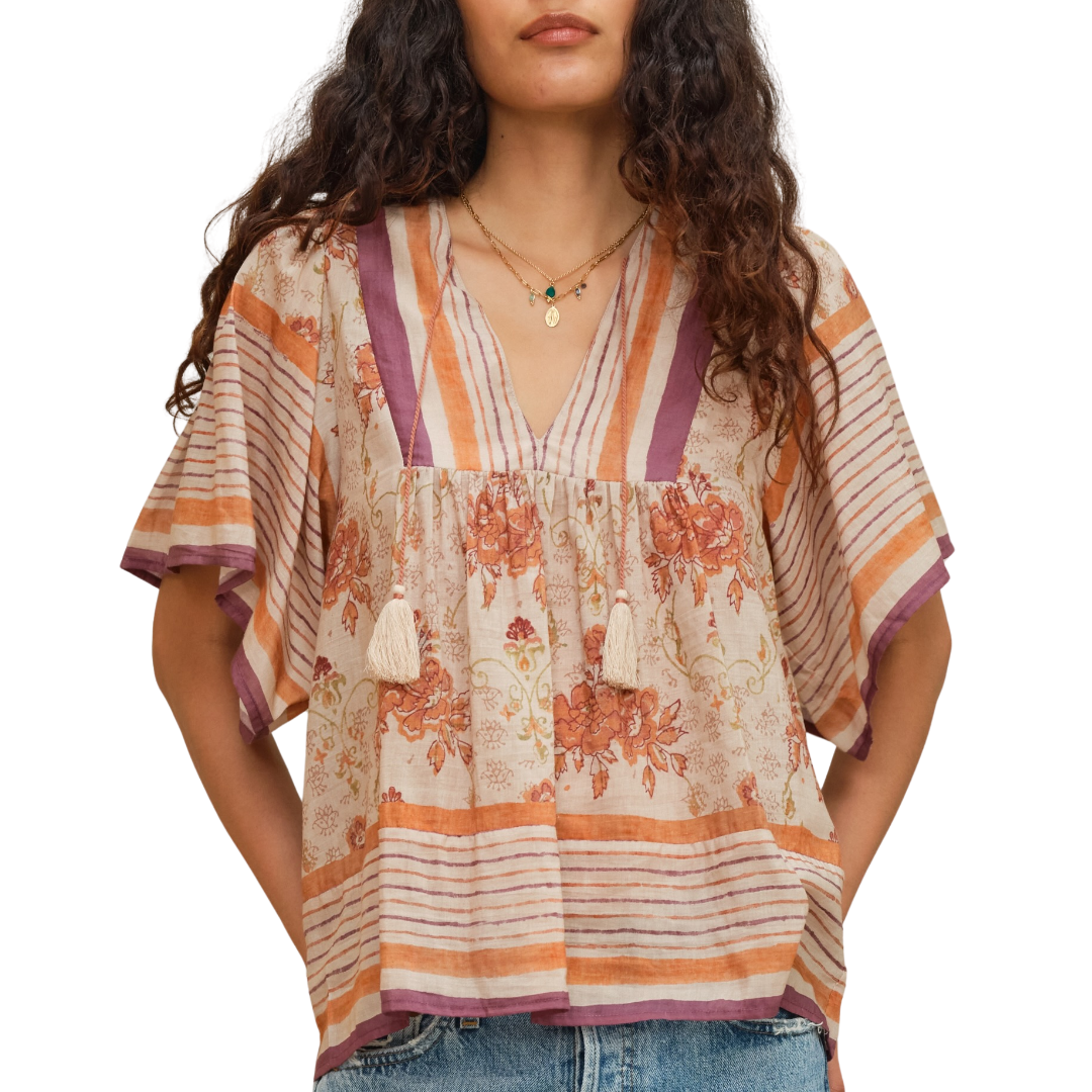 Aubrie Short Sleeve Top in Multi