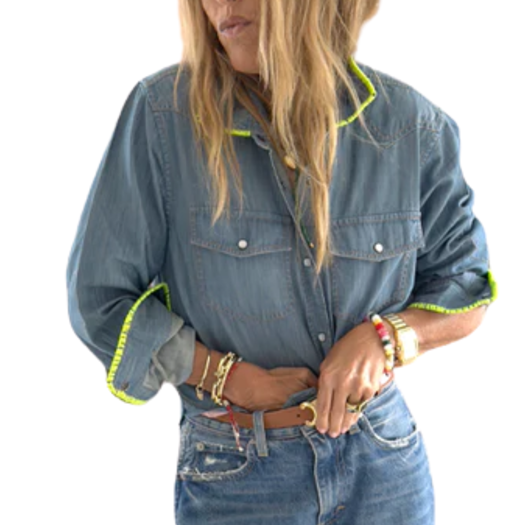 Pia Denim Western Shirt in True Denim