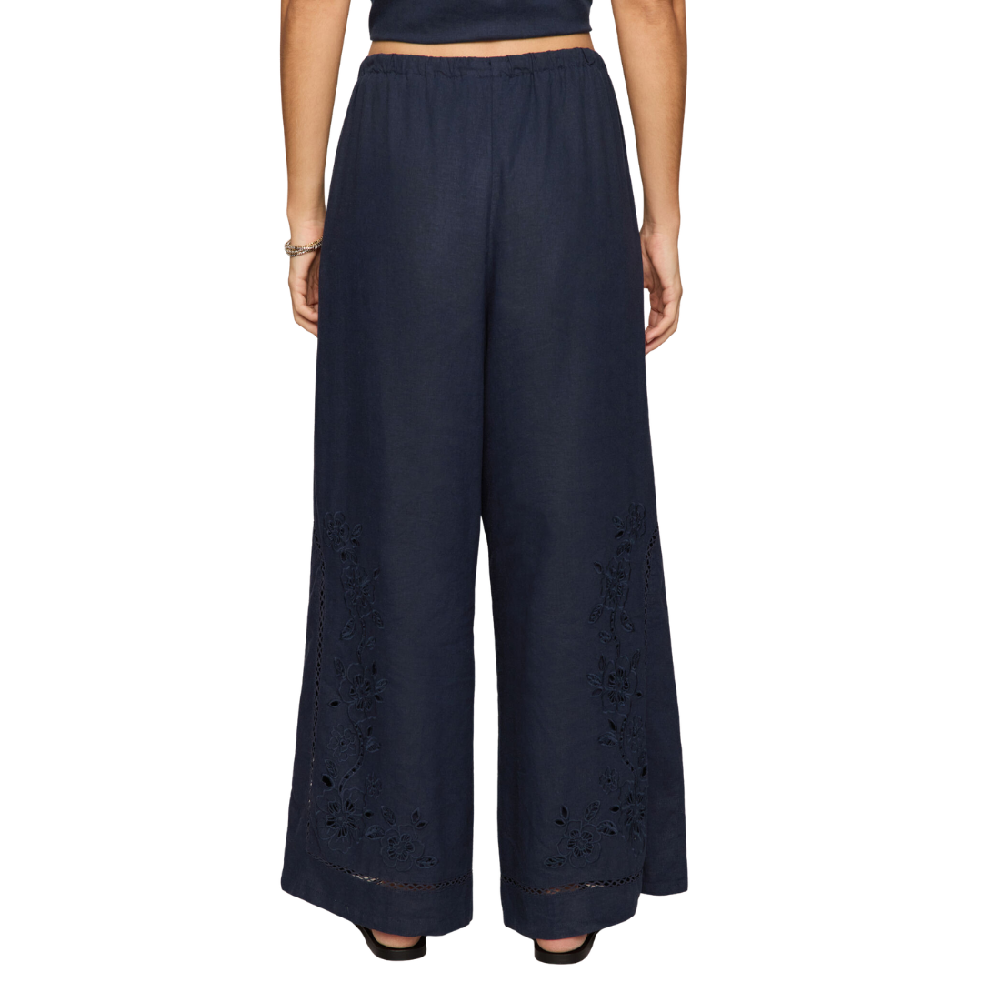 Sid Embroidered Woven Pants in Eclipse