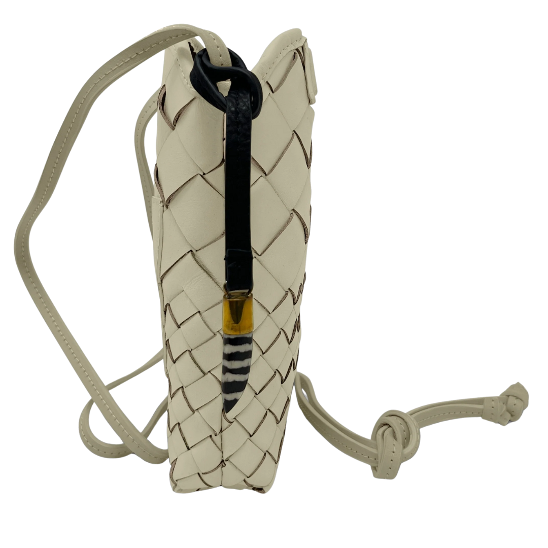 Mini Sling Phone Crossbody in Sand Threaded Weave