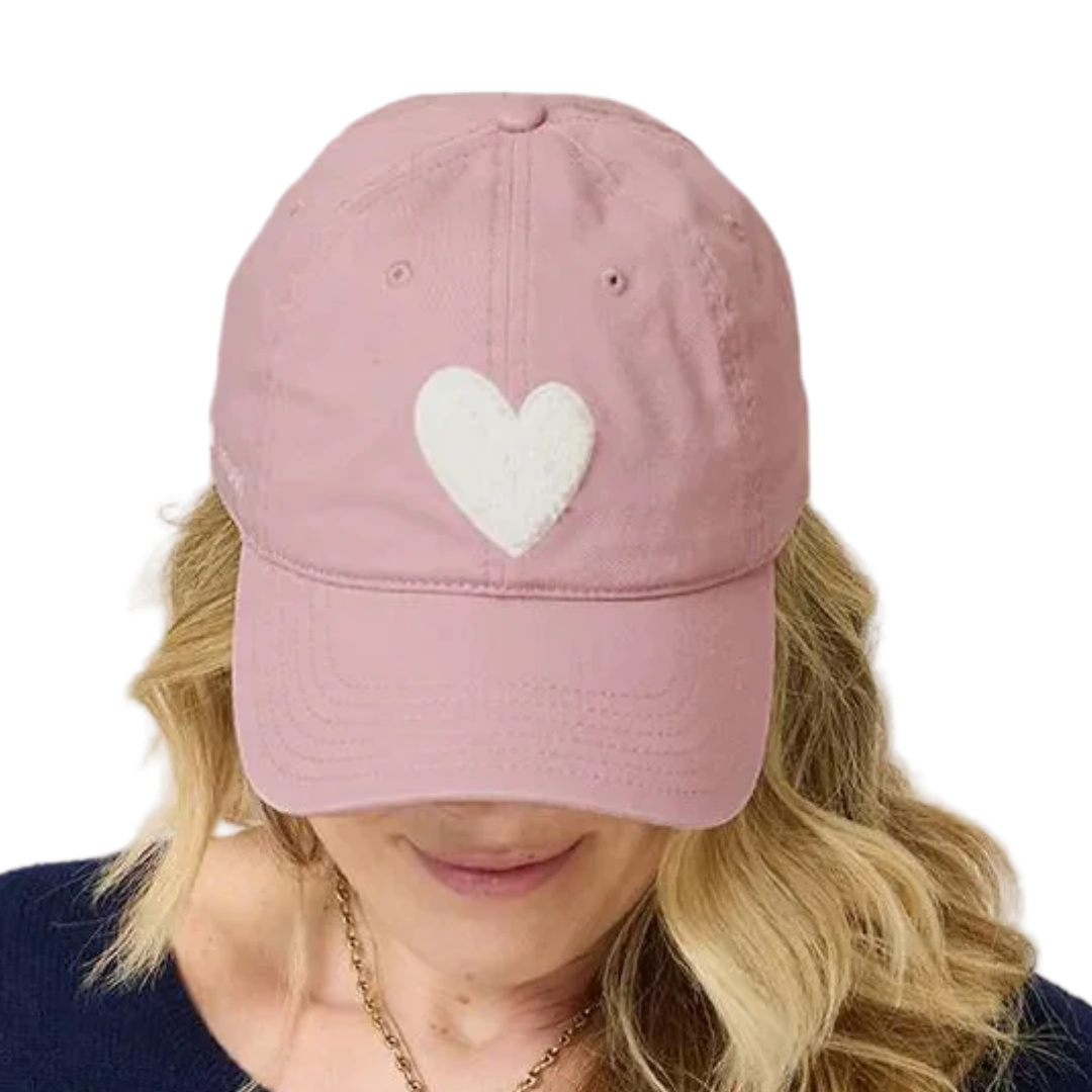Imperfect Chenille Heart Hat in Mauve/Cream