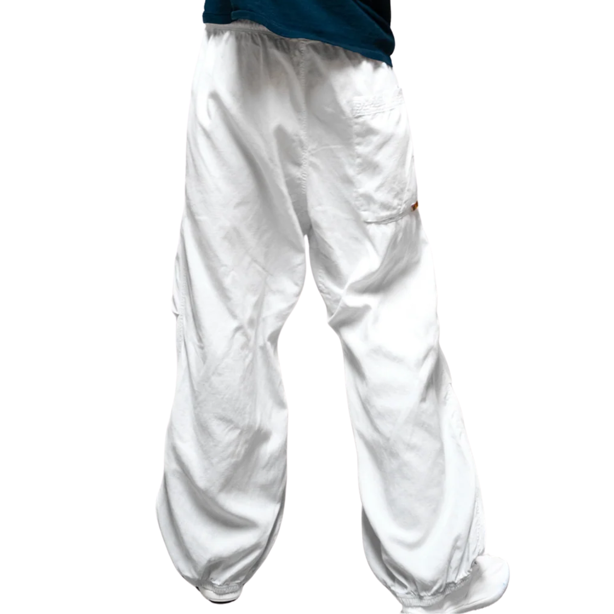 Matte/Satin Loose Drawcord Biggy Pant in Laundry Whites